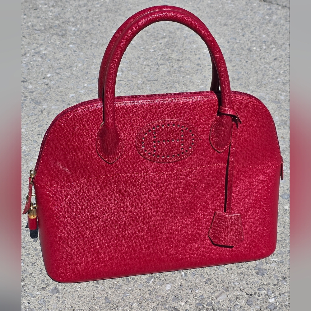 Red Women's Top-Handle Leather Satchel